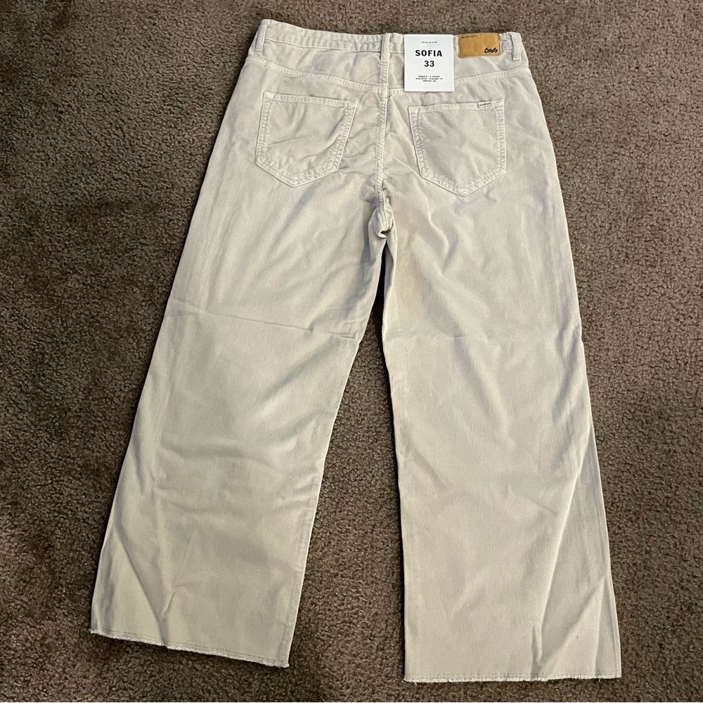 Anthropologie Corduroy Pants High Waist Cropped Straight Leg Size 33 Khaki NWT - Picture 4 of 10